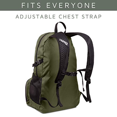 TRIPPED Travel Gear 20L Packable Travel Backpack for All-Day Comfort - color: Moss Green