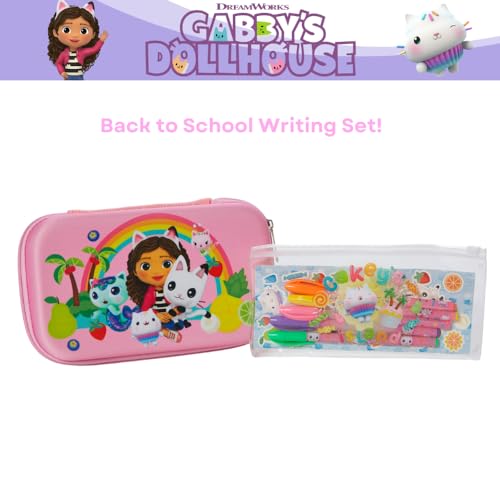Innovative Designs Gabby’s Dollhouse Pencil Case Set with Stickers and Gel Pens for Kids, Molded with Zip Closure, Pink - style: Gabby Dollhouse