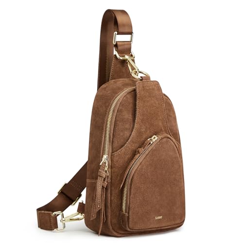 Kattee Sling Bag for Women, Genuine Suede Leather Crossbody Bags - color: Suede Coffee