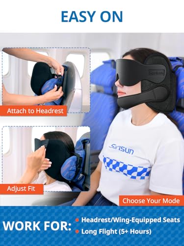 SARISUN Travel Pillow for Different Heights, Stable Head and Chin Support - color: Black
