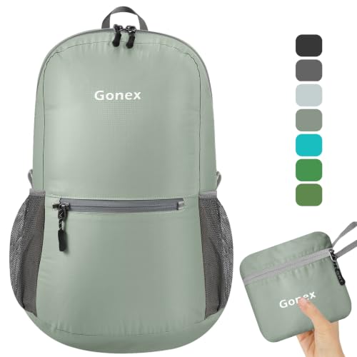 Gonex Packable Daypack Backpack 20L Lightweight Foldable Travel Bag - color: Sage Green