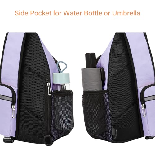 MOSISO Sling Backpack Bag, Crossbody Shoulder Bag Travel Hiking Daypack Chest Bag with Front Square Pocket&USB Charging Port - color: Purple