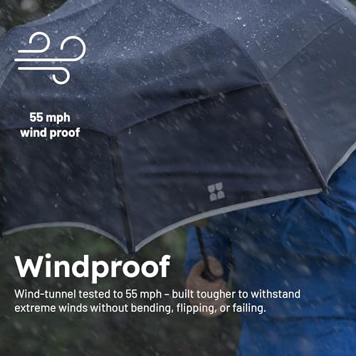 Weatherman Premium Collapsible Travel Umbrella - Windproof, Compact, Easy Auto Open - Resists Up to 55 MPH Winds - Perfect for Rain, Wind, Backpack, Car - Folding Umbrella (Red) - color: Red