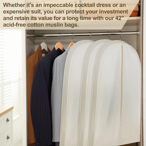 Acid Free Cotton Garment Bag Dress Suit Storage 1 Pcs 42 Inch - size: 42 Inch