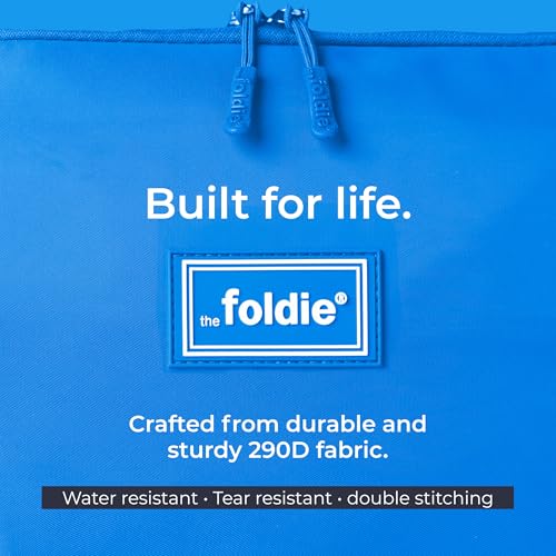 The Foldie Foldable Travel Bag for Women - 40L Weekender Bag with Multiple Pockets - Carry On Expendable Travel Bag - color: Azure