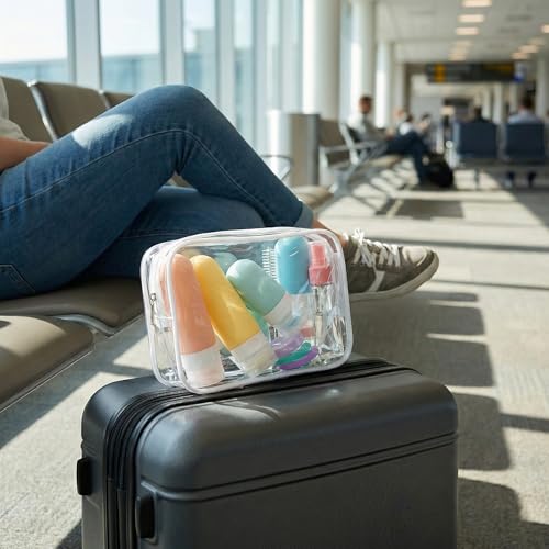 Laxen 17 Pack Travel Bottles for Toiletries with Clear Bag, Leak Proof, Refillable, TSA Approved Silicone Travel Containers for Shampoo and Conditioner, Travel Essentials Toiletry Bottles - color: Bright Multicolor