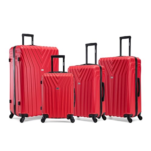 InUSA VASTY Luggage with Spinner Wheels | Durable Lightweight Hardshell Suitcase, Travel Sets with Handle and Trolley | (20in, 24in, 28in, 32in) 4 Pieces Luggage Set | Red - color: Red, size: 4-Piece Set (20, 24, 28, 32 Inch)