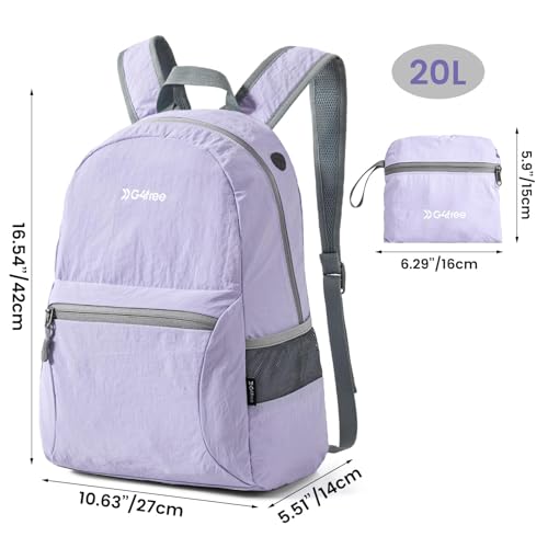 G4Free 20L Small Packable Travel Hiking Backpack for Men Women - color: Light Purple, size: 20L