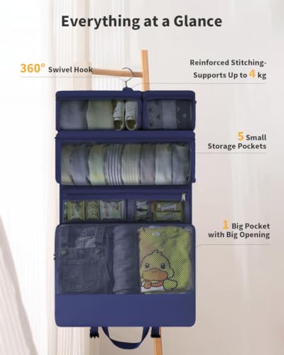 ECOHUB Hanging Travel Closet Portable Luggage Organizer Packing Bag,Blue - color: Blue