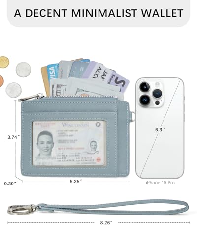 BOSTANTEN Small Wallet For Women RFID Leather Credit Card Holder Slim Wristlet Keychain Wallet With Zipper Pocket - color: Blue