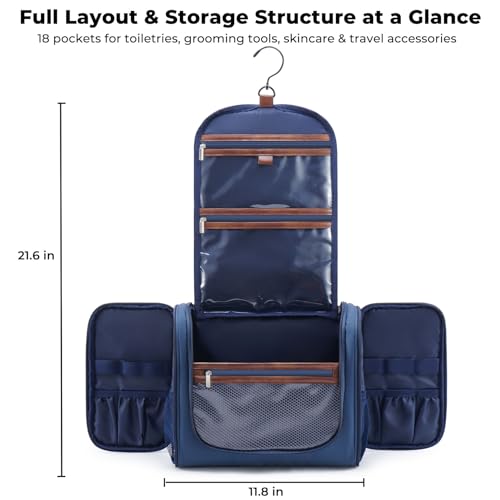 Ralnitote Toiletry Bag for Men, Large Hanging Travel Toiletry Bag, Navy - color: Navy