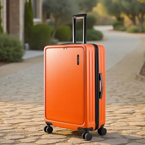 TRAVELARIM 24 Inch Checked Luggage with Spinner Wheels, Medium Suitcase - color: Orange, size: Medium 24-Inch Checked