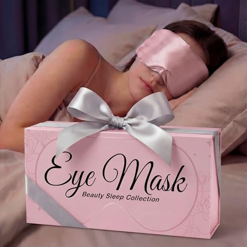 SLEEP SANCTUARY 100% Pure Mulberry Silk Sleep Mask - 22 Momme Light Blocking Hook & Loop Silk Eye Mask for Sleeping - Secure Fit for Side Sleepers, Women & Men - Cloud Soft (Pink) - color: Pink
