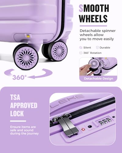 Lekesrping 16 Inch Underseat Carry On Luggage for Women, Light Purple - color: Purple, size: 16 Inch