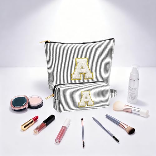 Travel Essentials - Portable Travel Toiletry Bag for Women, Initial Makeup Kit Organizer Make up Cosmetic Bag Set, Black C - color: Black, style: C