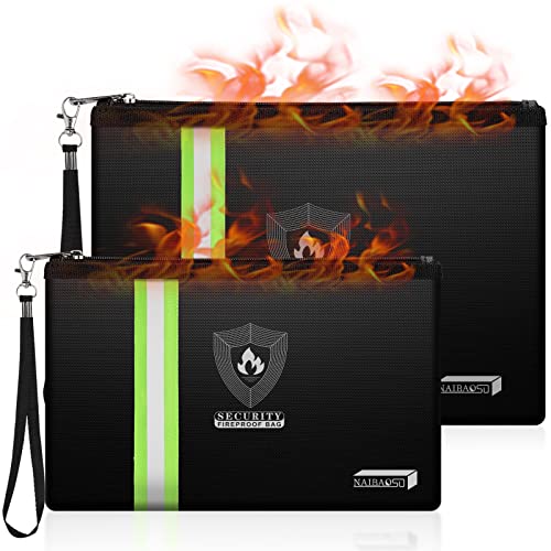 2 Pack Fireproof Waterproof Pouch with Wrist Strap, Fire Resistant Bag for Cash Documents Jewelry - size: BLACK