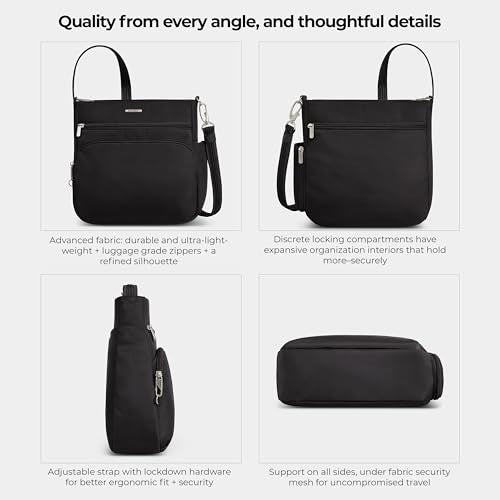 Travelon Anti-Theft Classic North/South Crossbody Bag - color: Black