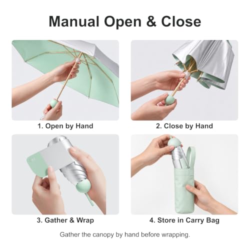 Mini Umbrella for Purse, UPF 50, Manual - color: Light Yellow