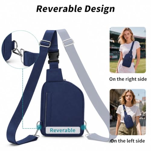 Crossbody Bags for Women Anti Theft RFID Blocking Small Sling Bag for Travel Shoulder Purse with Locking Zipper - color: Blue