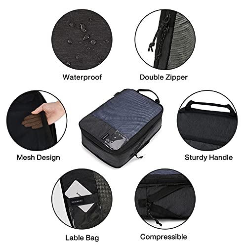 BAGSMART Compression Packing Cubes for Travel Essentials - color: Midnight Black, size: Set of 4