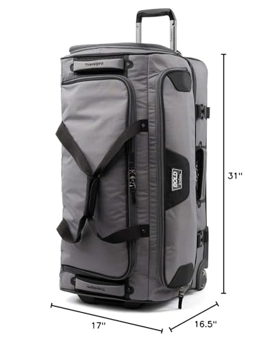 Travelpro Bold Drop-Bottom Wheeled Duffel Bag, Grey/Black, 30-Inch - color: Grey/Black