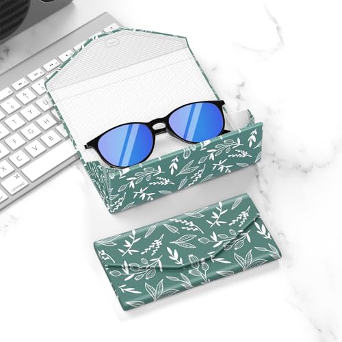 Sunglasses Case, Foldable Glasses Case, Magnetic Hard Shell Folding Holder - color: Green Leaf, style: 1 Pcs
