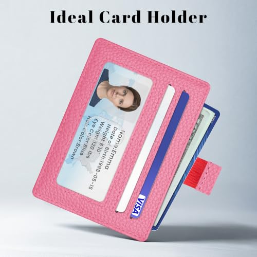 Airkit Small Slim ID Case, Womens Credit Card Holder Wallet, RFID Sleeve - color: Vibrant Pink