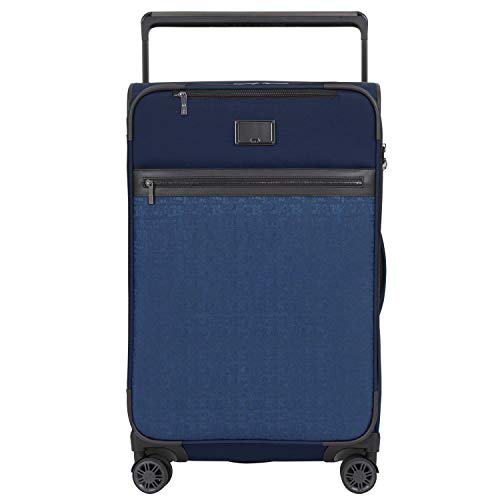 M&A Dual Opening Wide Trolley Check-in Suitcase Luggage, Navy Blue, Large 28-Inch - color: Navy Blue, size: Checked-Large 28-Inch
