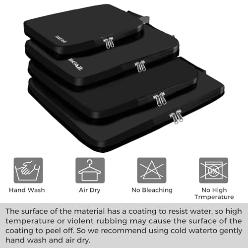 BAGAIL 4 Set/6 Set/8 Set Compression Packing Cubes Travel Accessories Expandable Packing Organizers (Cloth Pattern, 4-Black) - color: 4-Black, style: Cloth Pattern