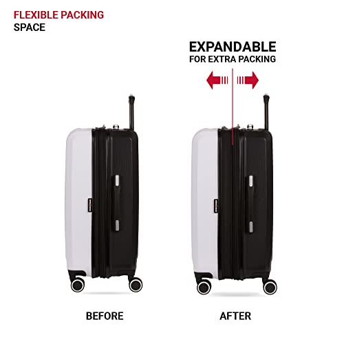 SwissGear 8028 Hardside Expandable Spinner Luggage, Black/White, Checked-Large 28-Inch - color: Black/White, size: Checked-Large 28-Inch