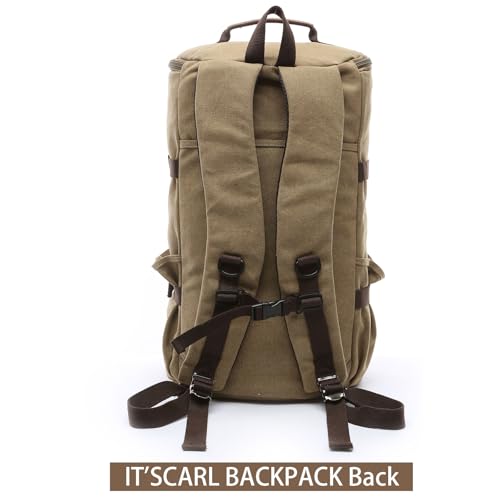 IT'SCARL Large backpack for men,Travel backpack,Carry on, Canvas big bag,Work back pack(khaki) - color: Khaki
