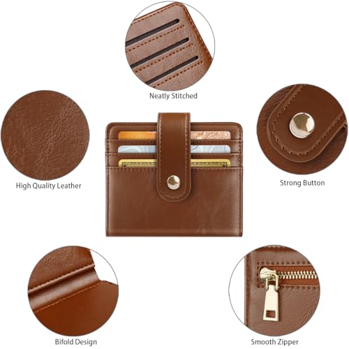 Small Wallets for Women Slim Minimalist Bifold Credit Card Holder - color: A Oil Brown