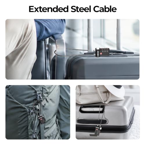 SURE LOCK 3 Digit TSA Approved Luggage Locks - size: Long Cable