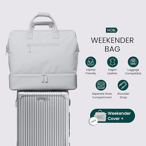 Nobl Travel Weekender Bag for Women & Men, Large Carry-On Duffel, Silver - color: Silver