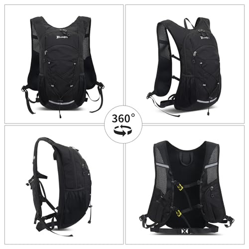 15L Small Hiking Backpack Lightweight Hydration Backpack for Men Women, Warterproof Hiking Daypack for Travel Cycling - color: Black