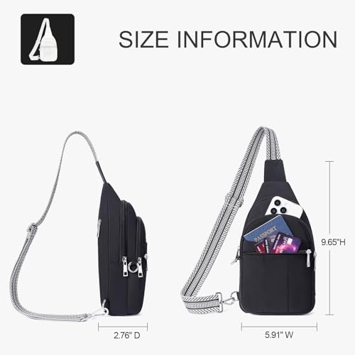 Puffer Sling Bag for Women RFID Anti Theft Crossbody Purse - color: Black