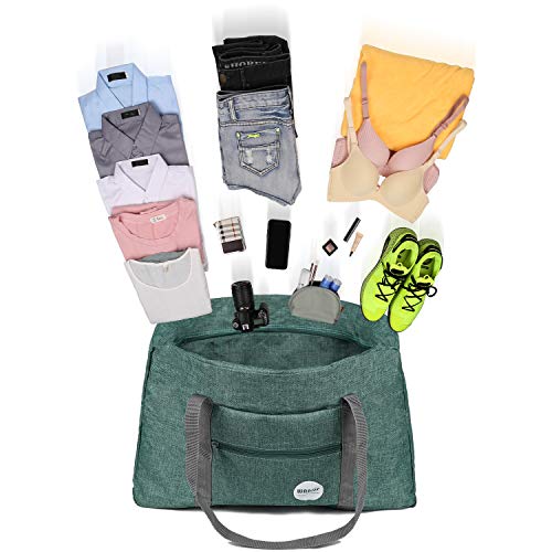 WANDF Personal Item Travel Bag, Carry On Duffle Bag Women - color: Denim Green