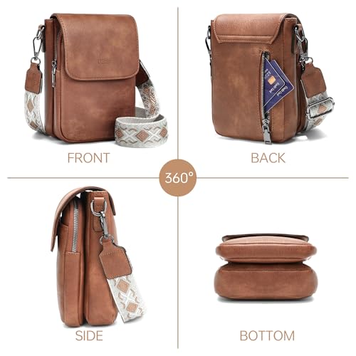GEMIU Small Rfid Cell Phone Purse Leather Crossbody Purses for Women Travel - color: Brown