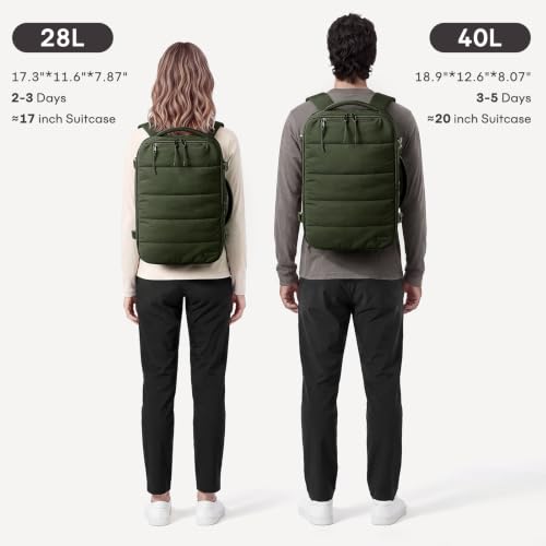 mibasies Travel Backpack for Women 28L,Carry Nn Bag Flight Approved - color: Deep Green, size: Large