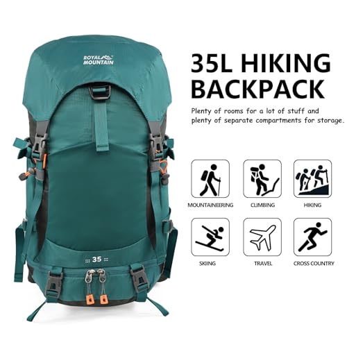 Hiking Backpack for Women Men,30+5L Waterproof Camping Backpacking Backpack - color: Green