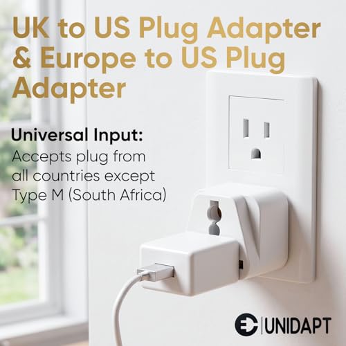 Unidapt India to US Plug Adapter, UK to USA Travel Plug Adapter, 2-Pack - size: Pack of 2