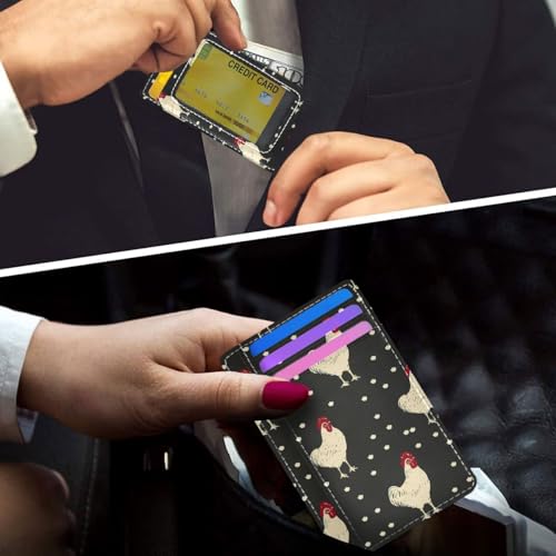 Bolaz Chicken Dot Mini Front Pocket Wallet Credit Card Holder Slim RFID Blocking Sleeves for Men Women Credit Card Protector - color: Chicken Dot