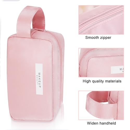 Queboom Travel Makeup Bag Cosmetic Bag Toiletry Bag for Women & Men - color: Pink-3pcs