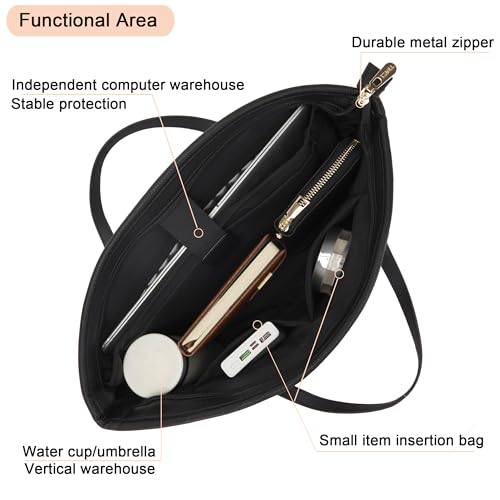 YZAOLL Large Soft Purse for Women Tote Bag Work Satchel Handbag Wallet Set - color: A-black
