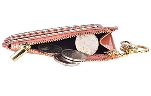 woogwin Slim RFID Credit Card Holder for Women Mini Front Pocket Wallet Purse With Keychain - color: StarGold