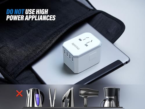 EPICKA Universal Travel Adapter with 1AC/1 USB-C/4 USB-A Ports - color: White