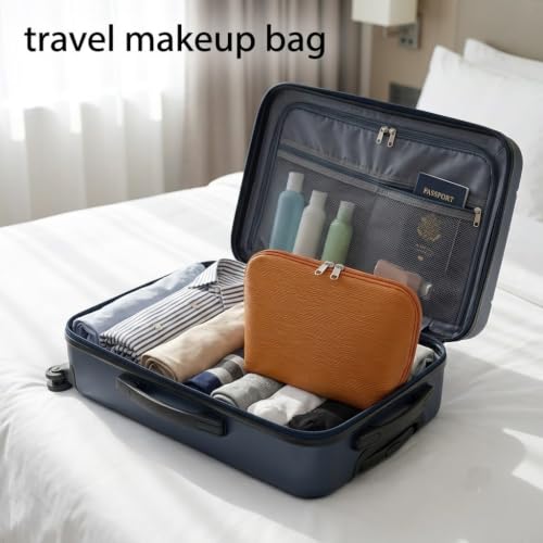 Travel Makeup Bag, Stand Up Cosmetic Bag, Fold-Down Design Organizer Bag - color: Black