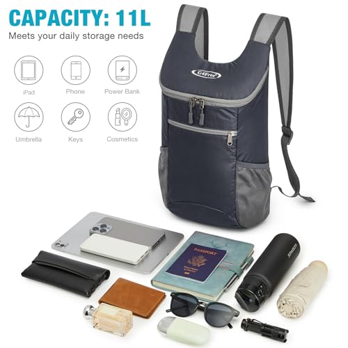 G4Free 10L Lightweight Packable Hiking Backpack, Nylon Daypack Daily Travel - color: Grey, size: Small