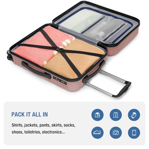 Carry On Luggage 22x14x9 Airline Approved,Hardside Suitcase,20 In,Rose Gold - color: Rose Gold