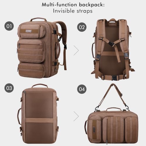 WITZMAN Travel Backpack for Men Flight Approved Fits 16" Laptop - color: Brown